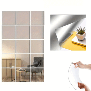 200 UNID - Espejo Adhesivo Cuadrado de Pared 30CM x 30CM - 4 Pz