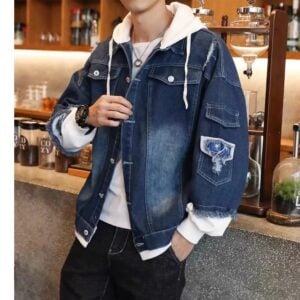 50 UNID -Casaca Jean con capucha Juvenil para Hombres