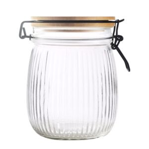 Canister 750 ml Frasco hermético de vidrio con tapa de bambú