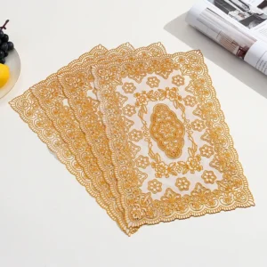 Set de 12 Individuales dorados y plateados rectangulares