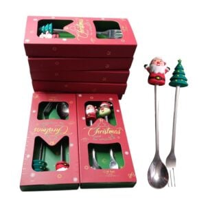 Elegante Set de 2 cubiertos  navideños en cajita