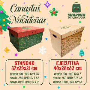 Canasta navideña de 37cm x 29cm x 21cm STANDAR