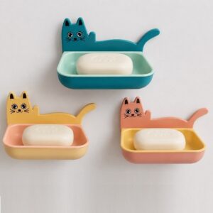 Jabonera gatito porta jabon adhesivo de pared